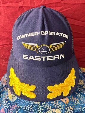 Vintage Eastern Air Lines Captain Mesh Snapback Trucker Cap Navy/Scrambled Eggs